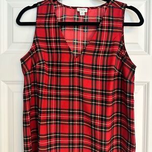 J. Crew Tartan Sleeveless Blouse, XS